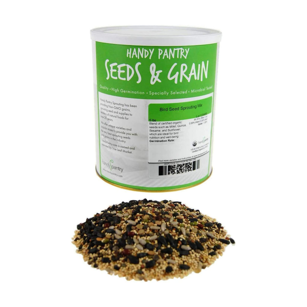 Handy Pantry Organic Birdseed - 5 Lb - Sprouting Bird Seed Mix for Small | Medium & Large Birds- Feed for Songbirds