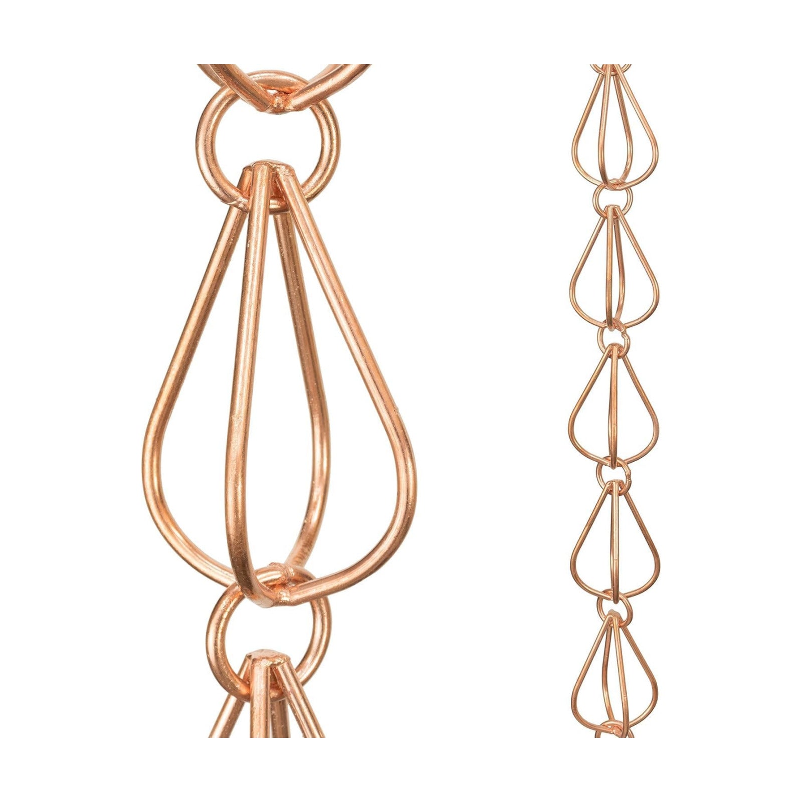 Monarch Rain Chains Pure Copper Teardrop Rain Chains for Gutters – 8.5 ft Decorative Rainchain Outdoor Durable Heavy