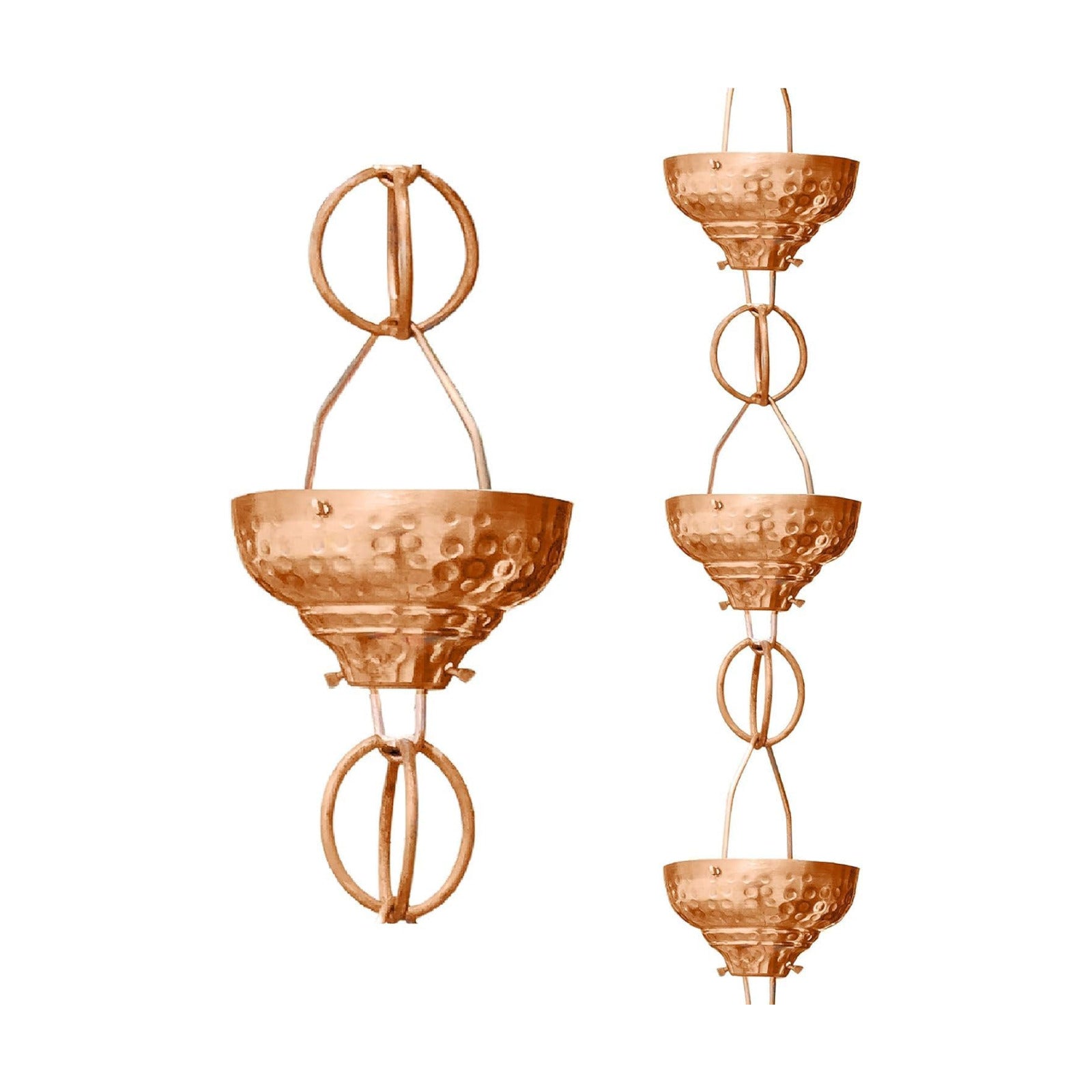 Monarch Rain Chains Pure Copper Eastern Cups Rain Chains for Gutters – 8.5 ft Decorative Rainchain Outdoor Durable