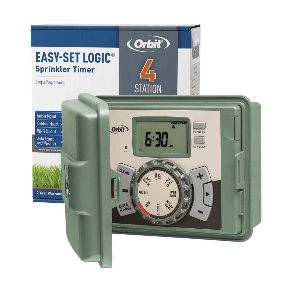 Orbit 4-Station Outdoor Swing Panel Sprinkler System Timer - for Residential Lawn Watering - Multi-Station Irrigation