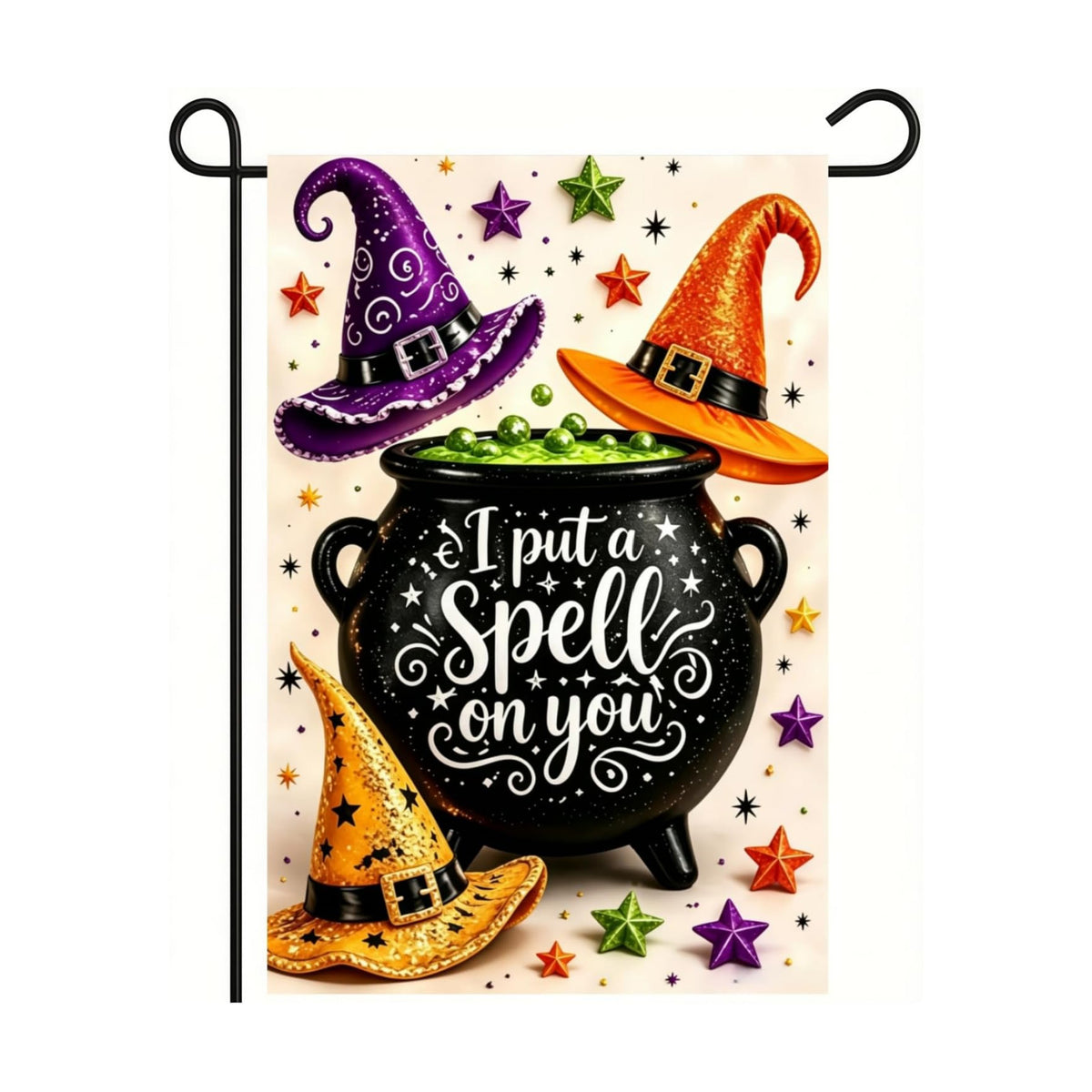 Halloween Witch Hat Garden Flag 12x18 Double Sided, Yard Flags for Outside