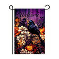 Halloween Crow Flower Garden Flag 12x18 Double Sided,Yard Flag for Outside