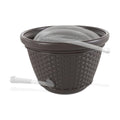 Suncast Decorative Wicker Garden Hose Holder Pot with 4 Drain Holes for 100 Foot Hoses, Java