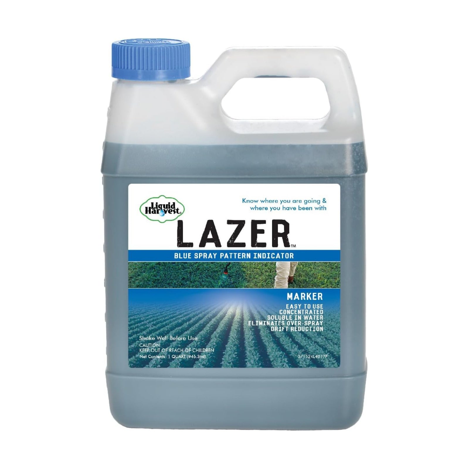 Liquid Harvest Lazer Blue - 32 Ounces - Concentrated Spray Pattern Indicator - Perfect Weed/ Fertilizer Marking Dye