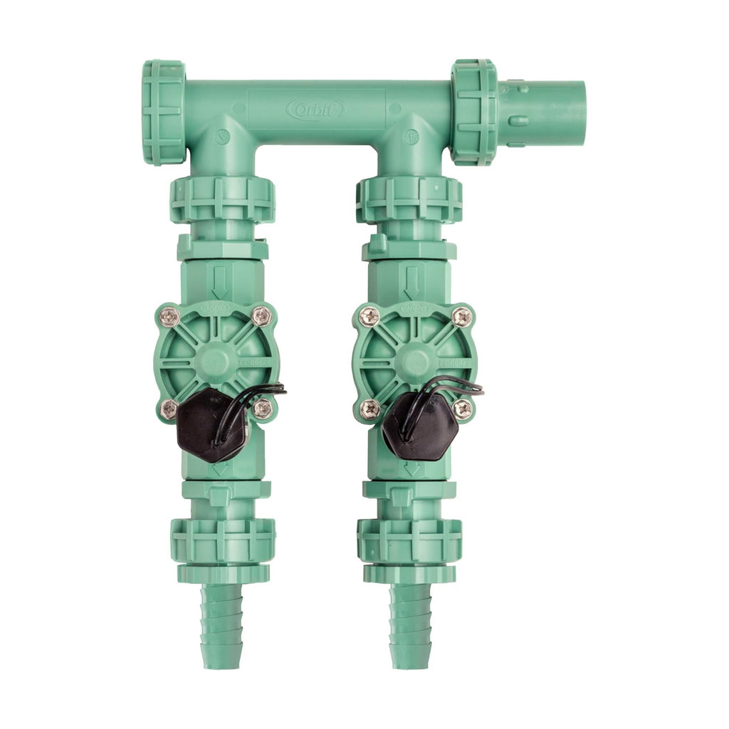 Orbit Sprinkler Valve Manifold System - Two Valves, Tri-Lingual (1)