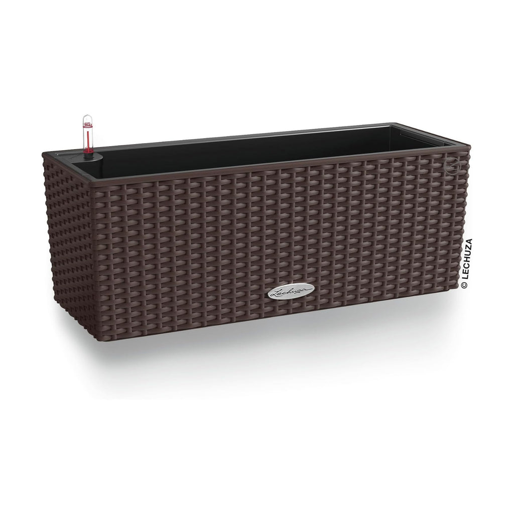 Lechuza BALCONERA Cottage 50 Mocha, Self-Watering Window Box (Railing Planter), H7.5 L19.7 W7.5 in