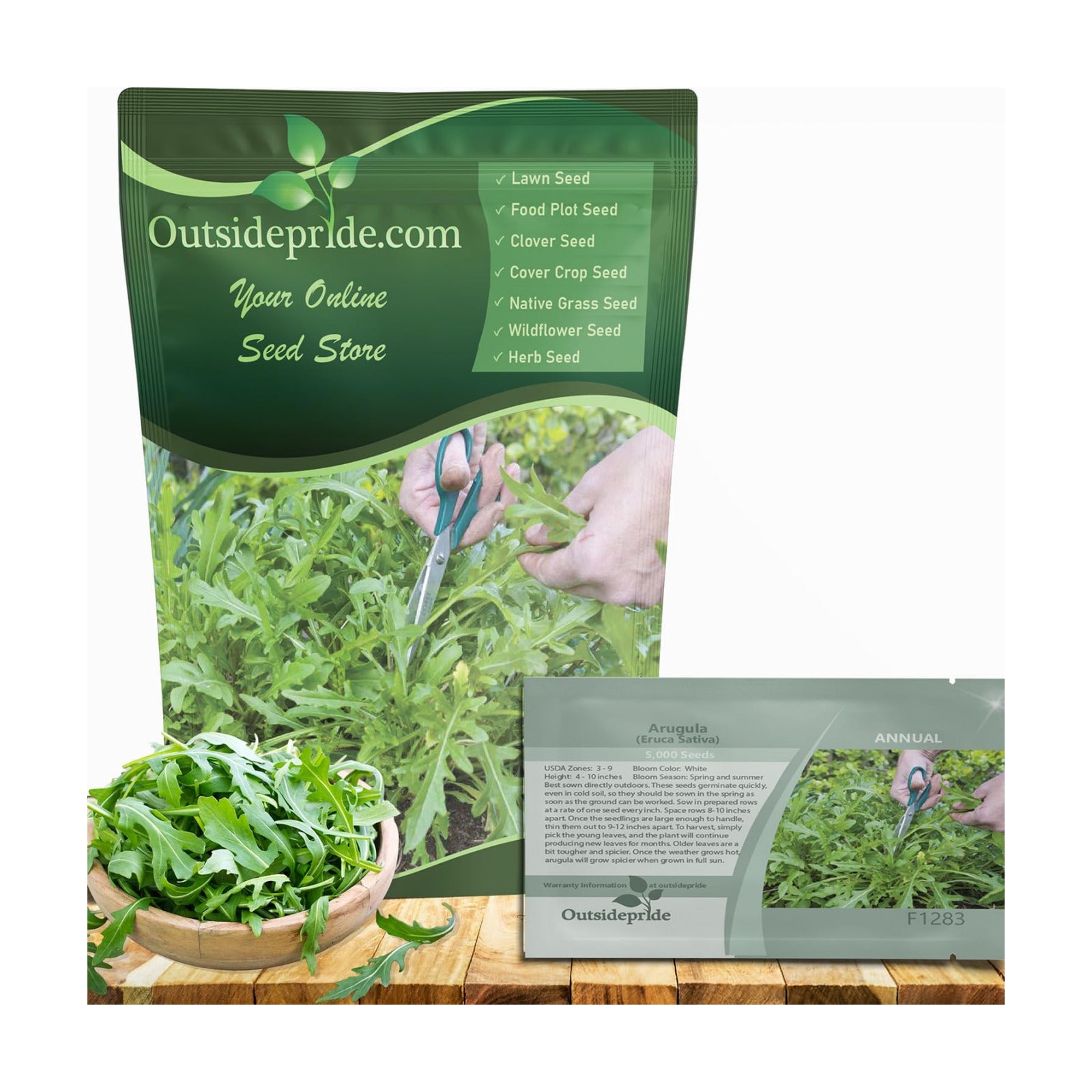 Outsidepride Arugula & Microgreens Seeds - 1 lb. Annual, Easy to Grow & Pollinator Friendly, Herb Seeds for Planting