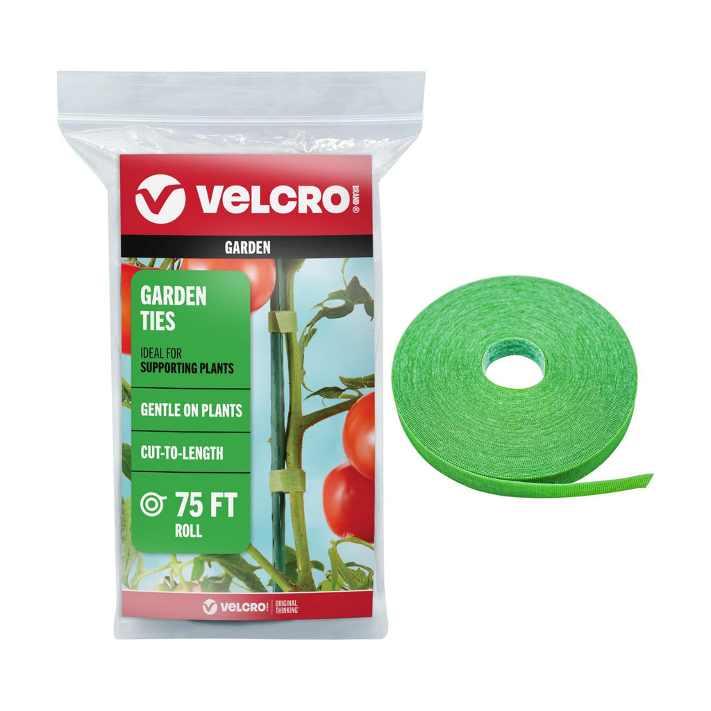 Velcro Brand Adjustable Plant Ties, Green Garden Tape, 75 ft x 1/2 in