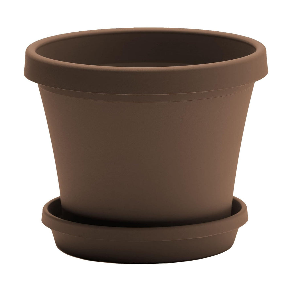 Bloem Terra Pot Round Planter: 14" - Chocolate - Matte Finish, Durable Resin, Traditional Style Pot, for Indoor and