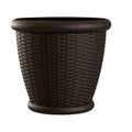 Suncast Wicker Planter w/ Drillable Drain Holes, Decorative Indoor/Outdoor Pot, 18in, Java