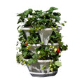 Mr. Stacky 3 Tier Stackable Herb Garden Planter Set with Bottom Saucer - Stone Color - Vertical Container Pots for