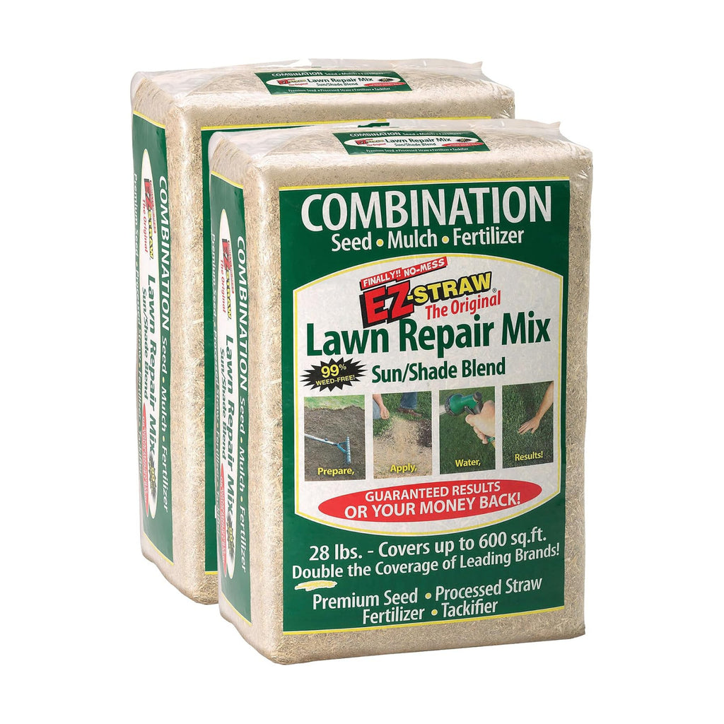 EZ Straw Lawn Repair Mix – Sun/Shade Blend – Combination Seed, Mulch, Fertilizer (28 lb. Covers 600 sq. ft.)