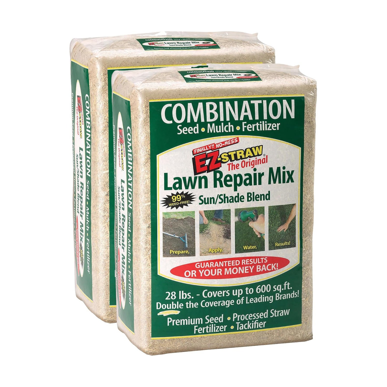 EZ Straw Lawn Repair Mix – Sun/Shade Blend – Combination Seed, Mulch, Fertilizer (28 lb. Covers 600 sq. ft.)