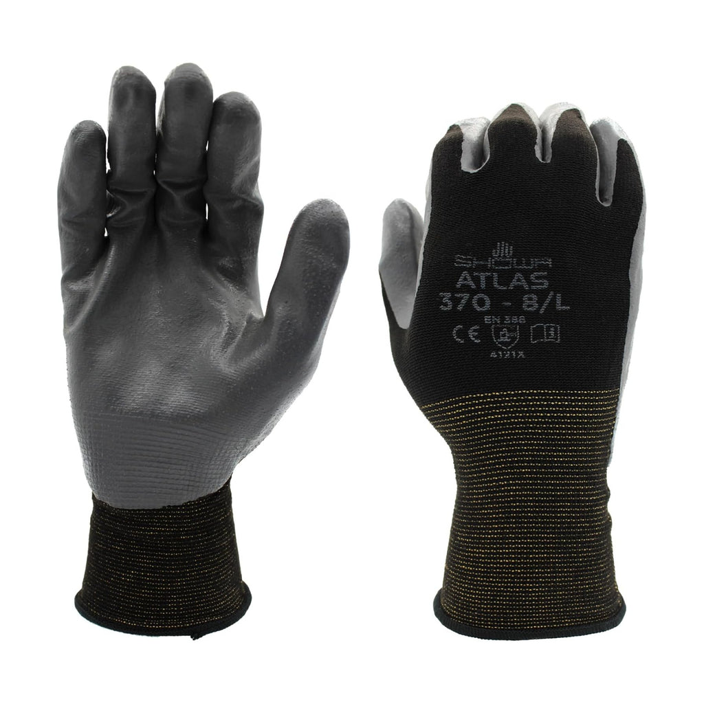 SHOWA Atlas 370B Professional Nitrile Work Gloves,for Landscaping, Gardening & Assembly, General Purpose Gloves