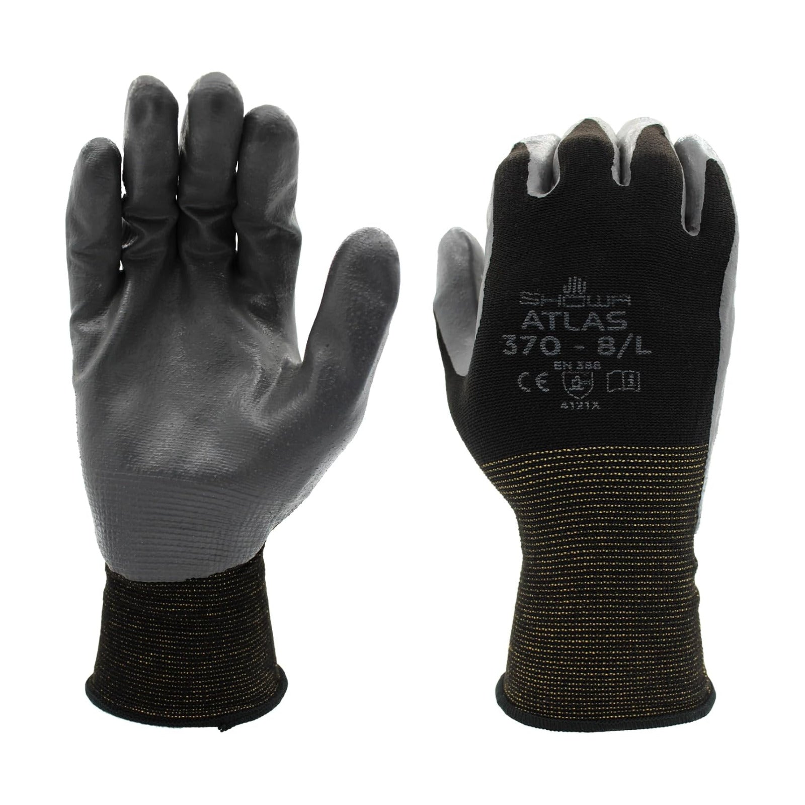 SHOWA Atlas 370B Professional Nitrile Work Gloves,for Landscaping, Gardening & Assembly, General Purpose Gloves