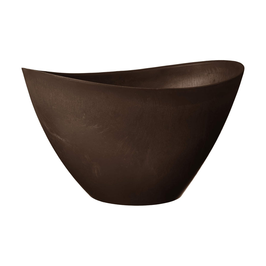 Arcadia Garden Products PSW Pot Collection YB41C Plastic/Stone/Wood Composite Curved Planter Pot – No Drainage Hole