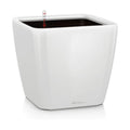 Lechuza Quadro LS 35 Cream White High Gloss, Self-Watering Square Planter, H13 L13.8 W13.8 in