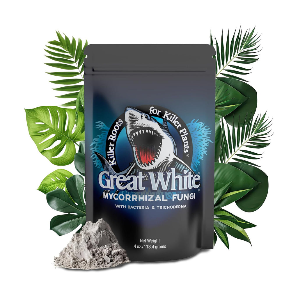 Great White Mycorrhizal Fungi 4 oz, Beneficial Bacteria for Plant Growth, Root Stimulator, Concentrated 3-in-1 Formula