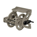 Suncast Slide Trak Garden Hose Reel, Wall-Mount Holder with Storage Tray, Dark Taupe - Outdoor Mounted Organizer for