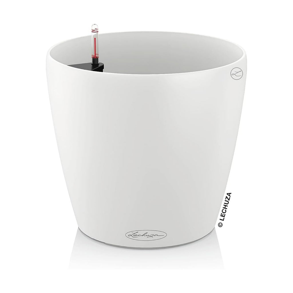 Lechuza Classico Color 28 White, Self-Watering Round Planter, D11 H10.2 in