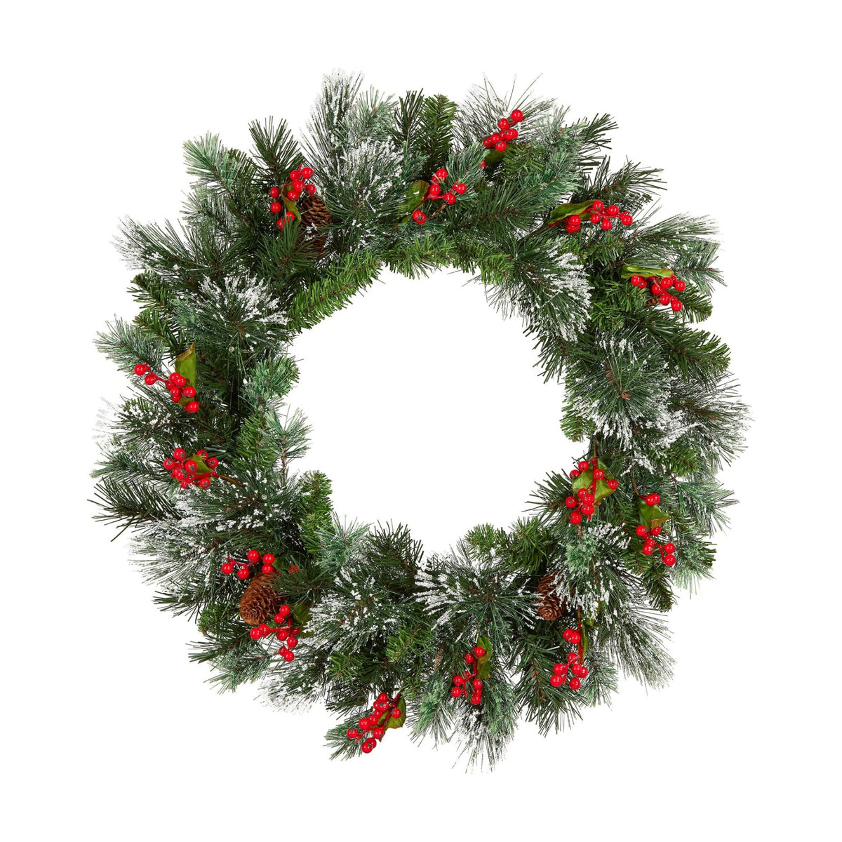 National Tree Company 24in Pre-Lit Wintry Pine Flocked Christmas Wreath