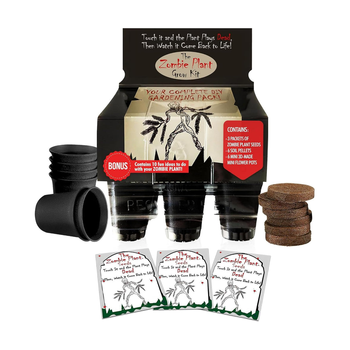 Zombie Plant Greenhouse Grow Kit - Touch It and Watch It Play Dead - Unique Grow Kit to Cultivate a Fun Indoor Plant that Revives in Minutes - Cool Plants and Great for Housewarming Gifts