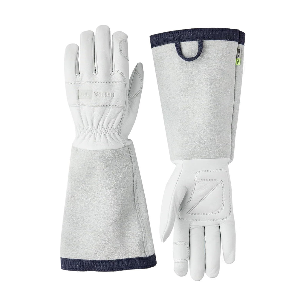 HESTRA PRO Garden Rose Glove, Long Protective Leather Gauntlet Gardening Gloves for Men & Women - Off Wht - 8
