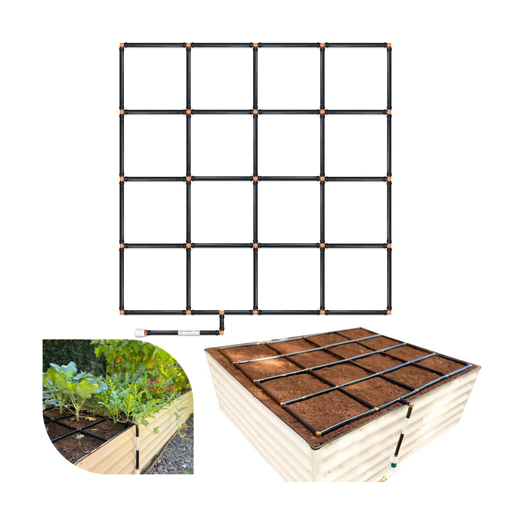 Garden Grid 4x4 | Raised Bed Watering System for Garden | Pre-Assembled | 1-Min Setup Garden Bed Watering System;