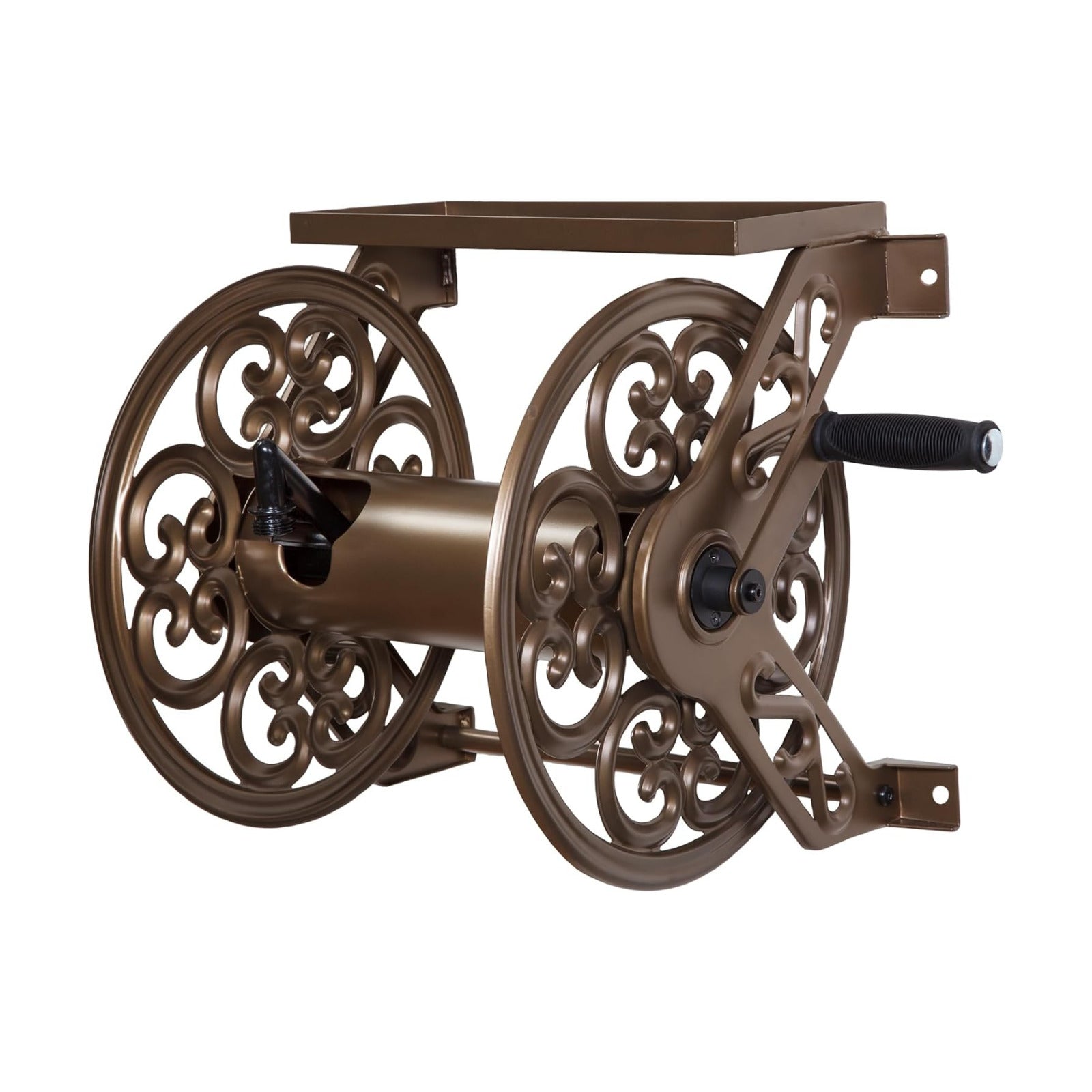 Liberty Garden 708 Steel Decorative Wall Mount Garden Hose Reel, Holds 125-Feet of 5/8-Inch Hose - Bronze