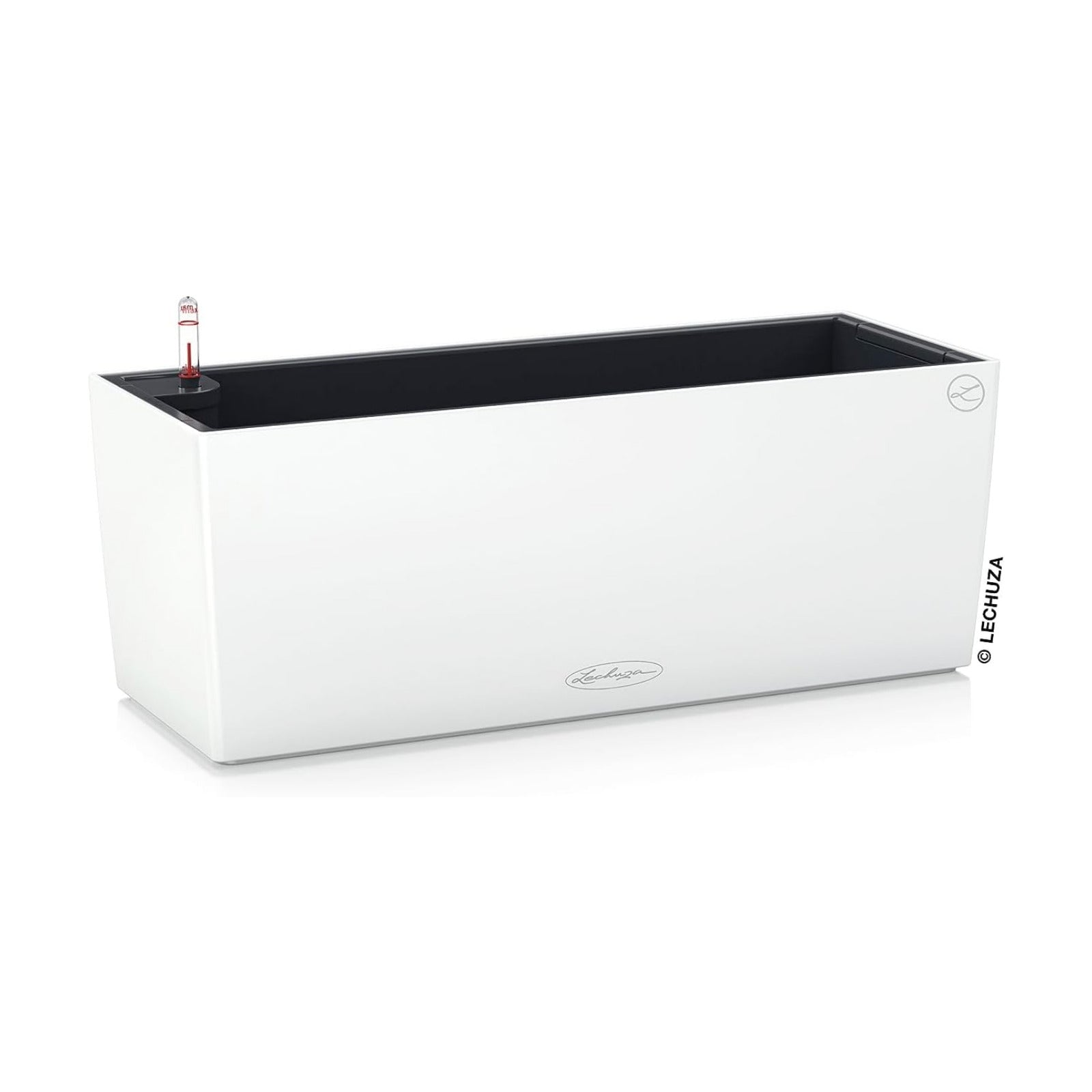 Lechuza BALCONERA Color 50 White, Self-Watering Window Box (Railing Planter), H7.5 L19.7 W7.5 in