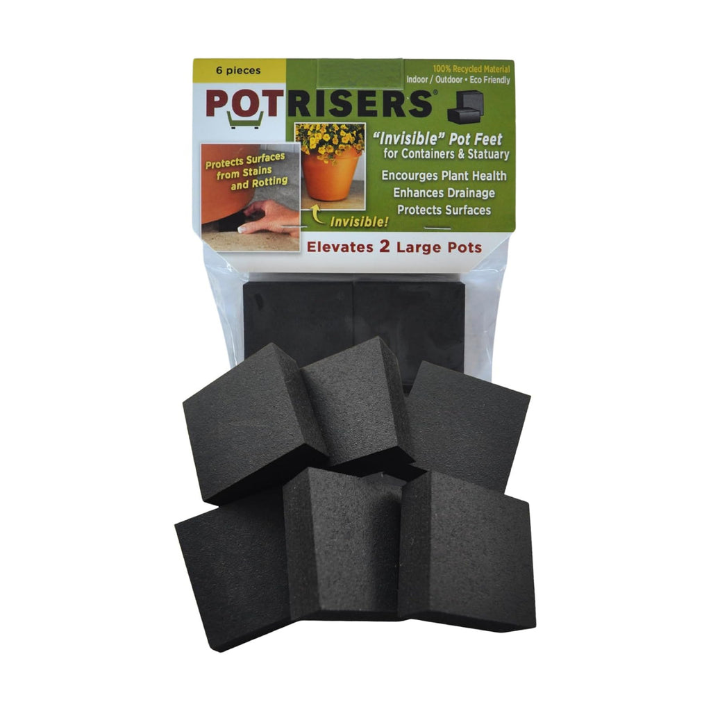 POTRISERS 6 Pack Large 2" Wide x 3/4" Tall | Invisible Pot Feet & Plant Risers | Drainage & Airflow for Planters, Pots, Garden Decor | Patios, Decks, Gardens