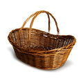Wald Imports - Small Wicker Basket with Handle - Dark Brown Hand Woven Harvest Basket - Wicker Flower Basket for