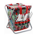 7-piece Garden Tool Set with Tote and Folding Stool Seat