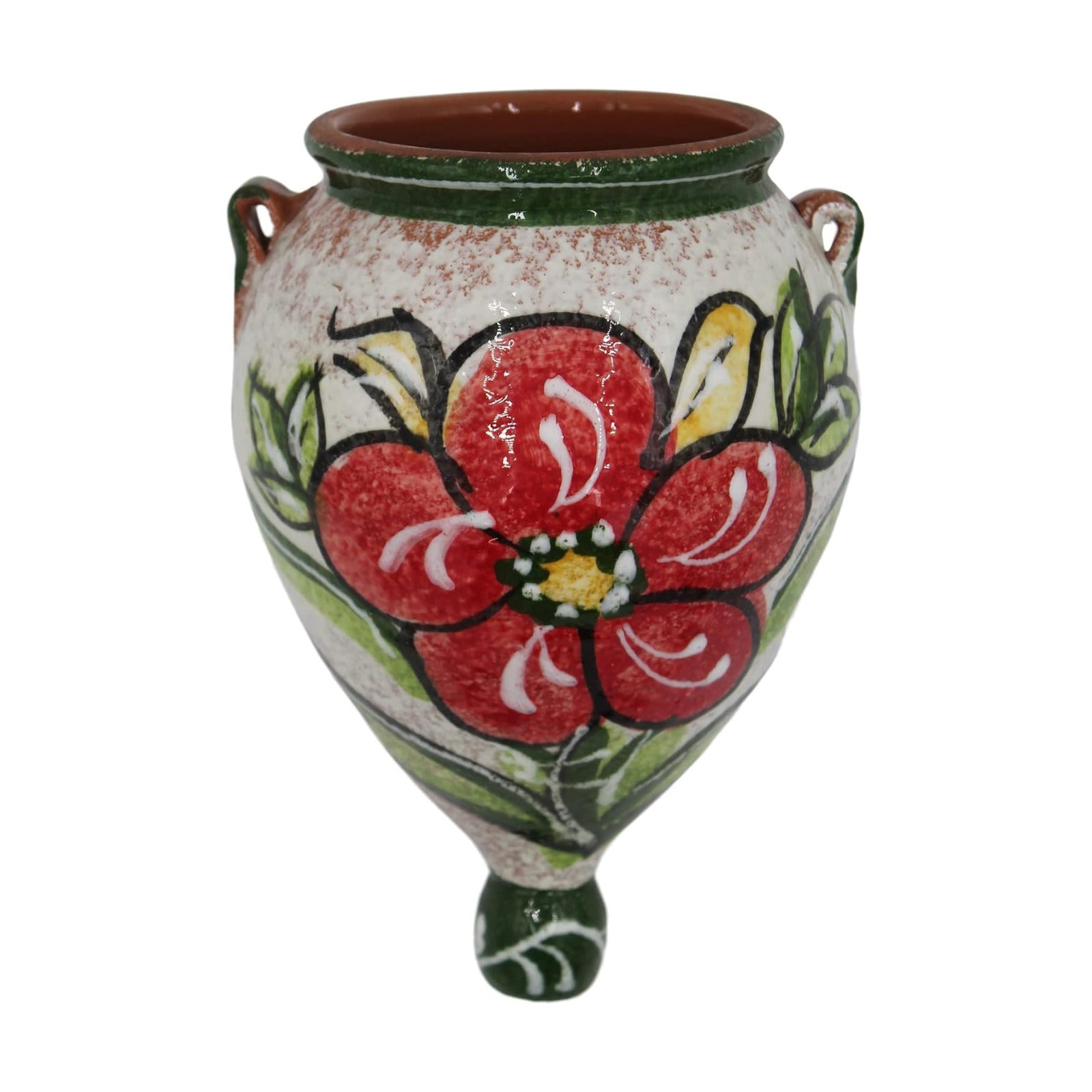 Spanish Hand-Painted Wall Orza Flower Pot, Green Design
