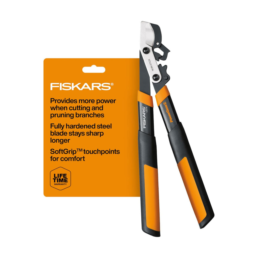 Fiskars 18” PowerGear2 Garden Bypass Loppers, 1.5" Capacity Tree Trimmer | Compact Branch Cutter, Multiplies Power for