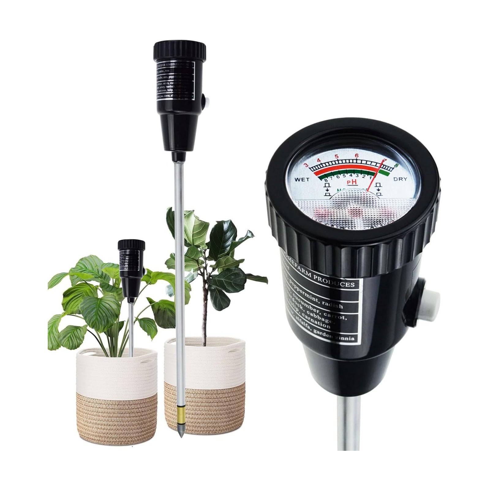 Soil PH Meter, Soil Moisture Sensor Meter, Soil PH Tester Gardening Tool Kits for Plant, Tree, Soil Tester for Moisture