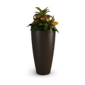 Mayne Modesto 32in Tall Round Modern Planter, Espresso | All season, Indoor/Outdoor, Double-wall design, Fade