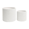 MyGift 6 Inch White Ceramic Planter Pots with Hobnail Texture, Set of 2 | Classic textured plant containers add charm