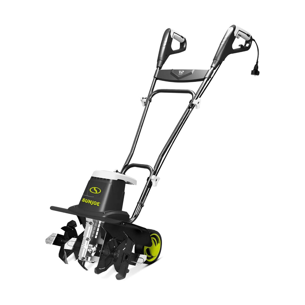 Sun Joe Corded Electric Garden Tiller & Cultivator with Steel Tines, 16 In, 12-Amp Motor - Heavy-Duty Tilling Machine