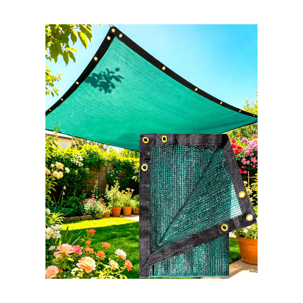 70% Green Shade Cloth 12ft x 10ft Sun Shade Netting with Grommets | Breathable UV Block Balanced Shade for Garden