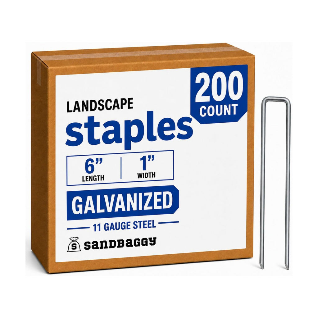 Sandbaggy 200-Count Rust-Free 6-Inch Landscape Staples (11 Gauge Steel) - Galvanized SOD Garden Stakes Pin ~ Trusted by