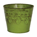 MPT01891 Fluer De Lis Series Metal Planter Flower Pot, 6", Color Tansy Green