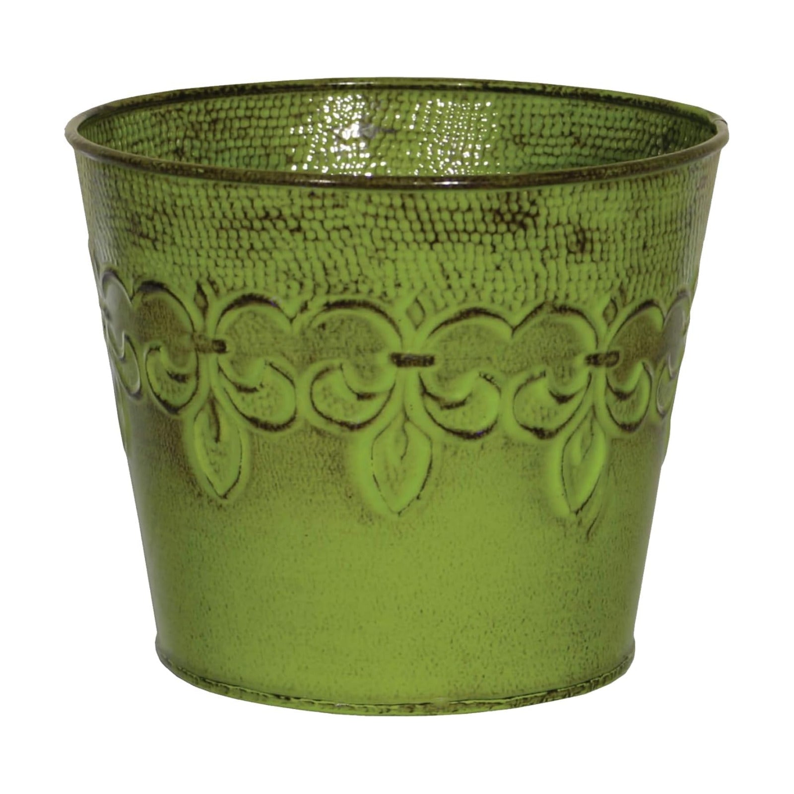 MPT01891 Fluer De Lis Series Metal Planter Flower Pot, 6", Color Tansy Green