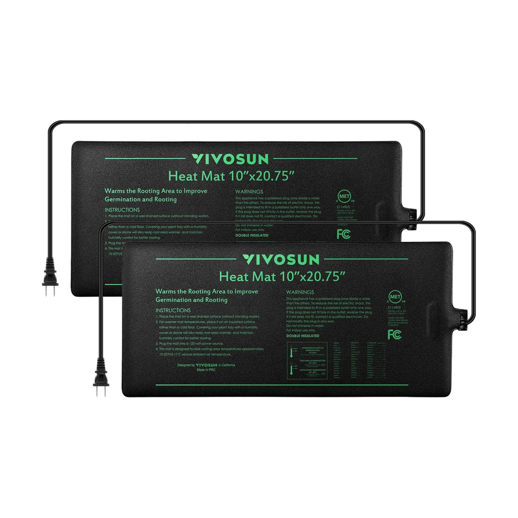 VIVOSUN 2 Pack Durable Waterproof Seedling Heat Mat 10" x 20.75" | UL & MET-Certified Warm Hydroponic Heating Pad for