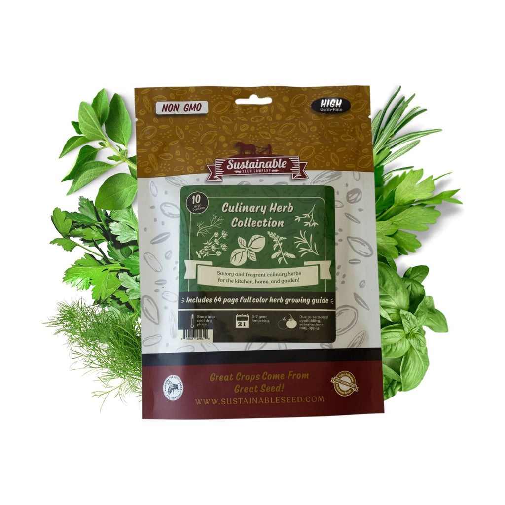 Sustainable Seed Co Culinary Herb Seeds Variety Pack – 10 Non-GMO | Herb Seeds for Indoor & Outdoor Gardens – Includes