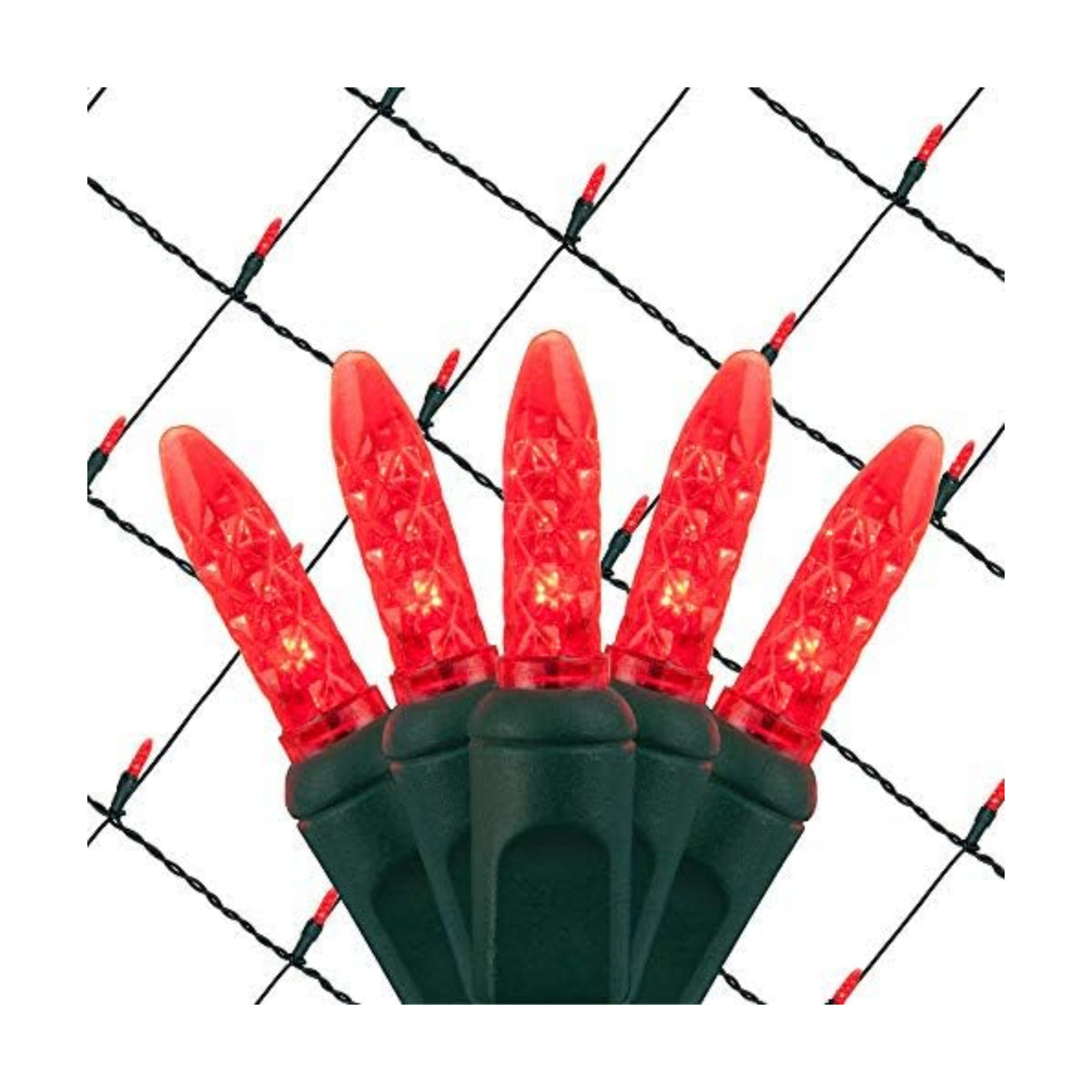 Wintergreen Lighting 100 M5 Red LED Net Lights, 4 x 6 ft Green Wire Indoor/Outdoor Commercial Grade Holiday & Valentine’s Day Hedge and Outdoor Christmas Decor