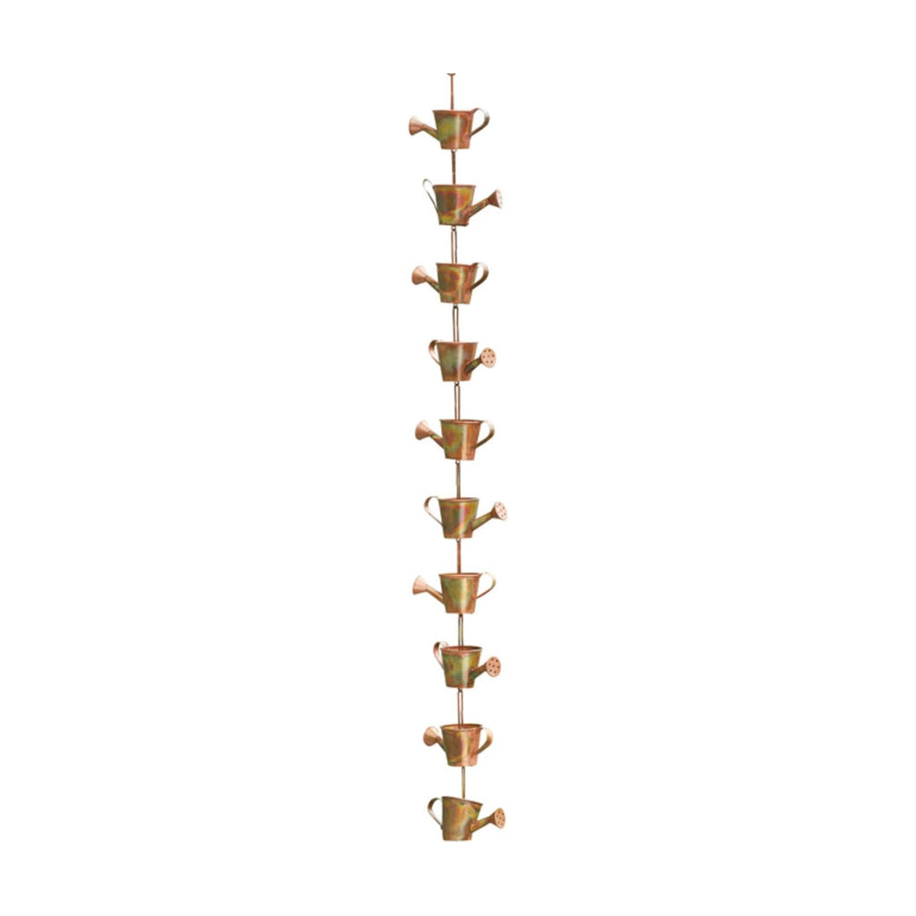 Flamed Copper Colored Watering Cans Rain Chain, 5" x 96" x 2.5"