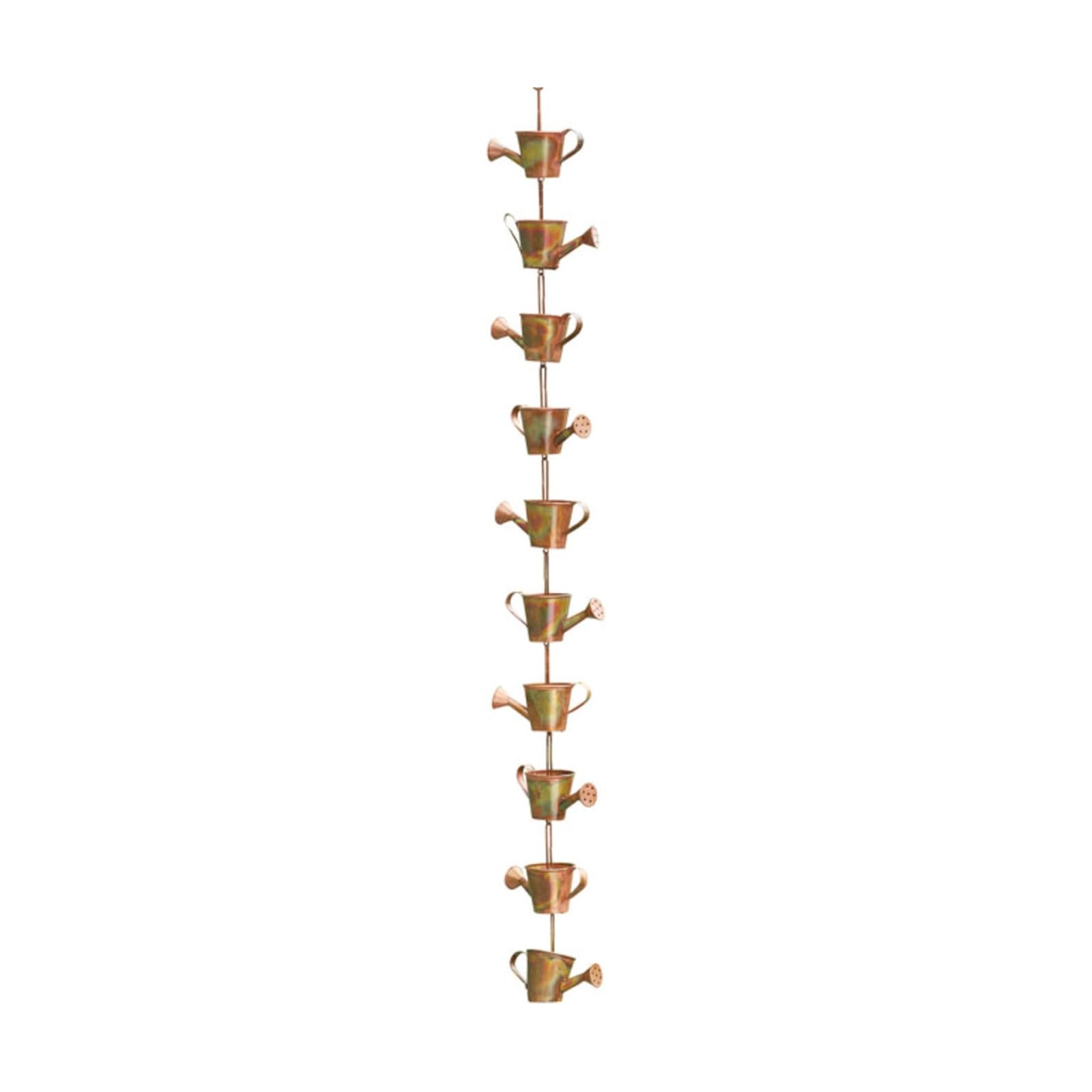 Flamed Copper Colored Watering Cans Rain Chain, 5" x 96" x 2.5"