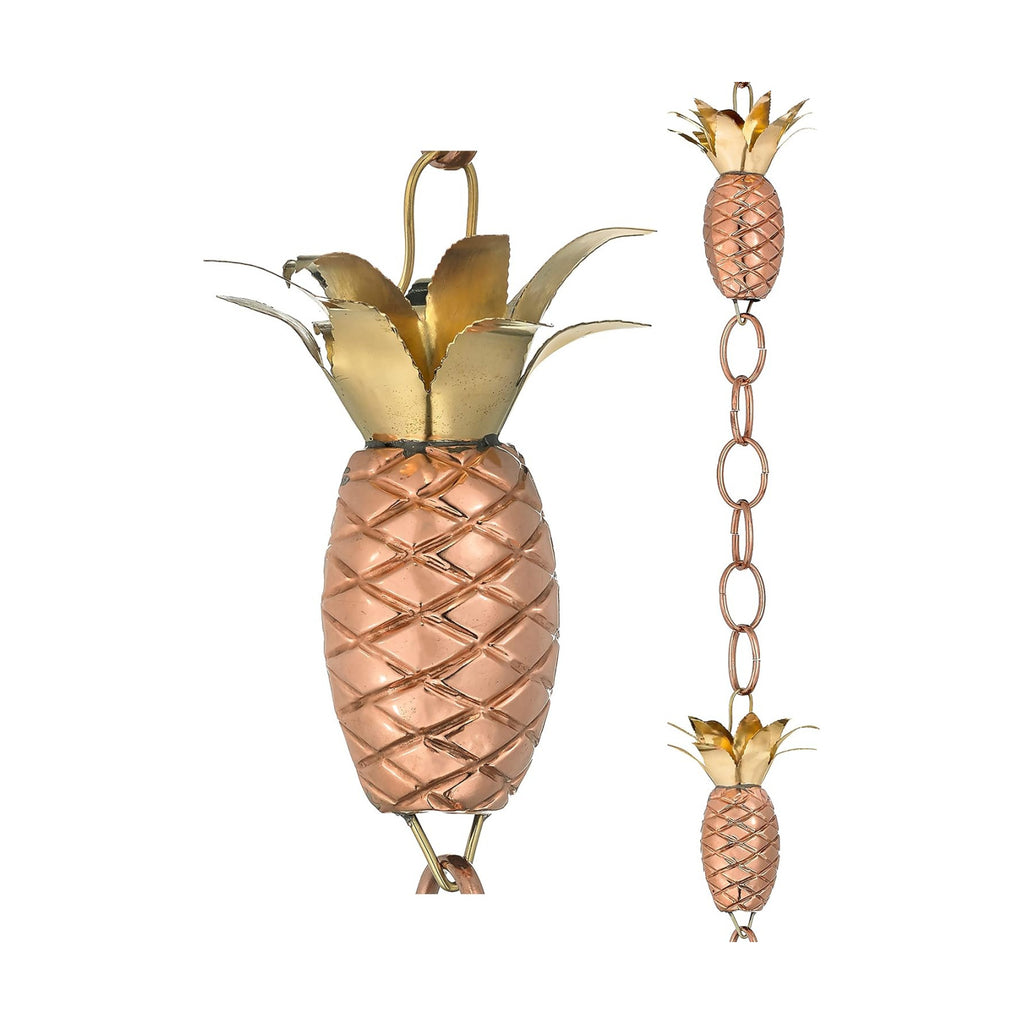 Good Directions 100% Pure Copper Pineapple Rain Chain, 8-1/2 Feet Long, Artistically Designed, Replaces Gutter Downspout