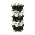 5 Tier Black & Grey Stackable Strawberry Garden - Vertical Gardening Planter Set
